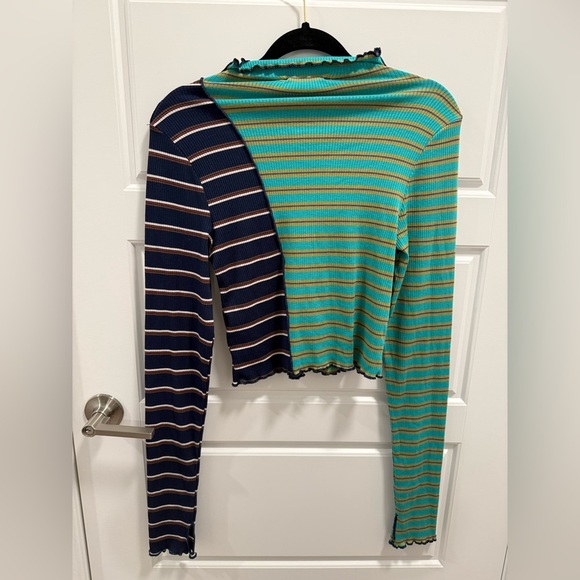 NWOT We the Free Striped Color Block Mock-neck Long Sleeve - Picture 5 of 6